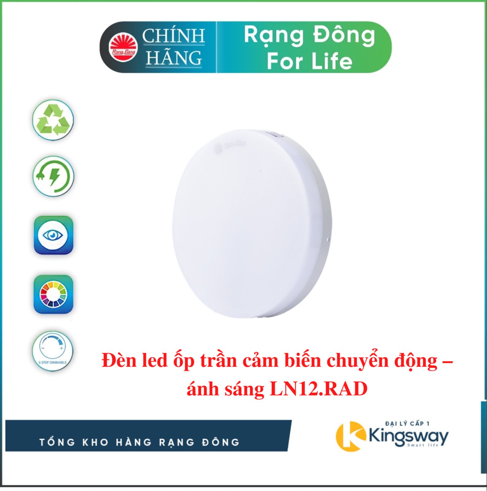 Đèn led ốp trần cảm biến chuyển động – ánh sáng LN12.RAD