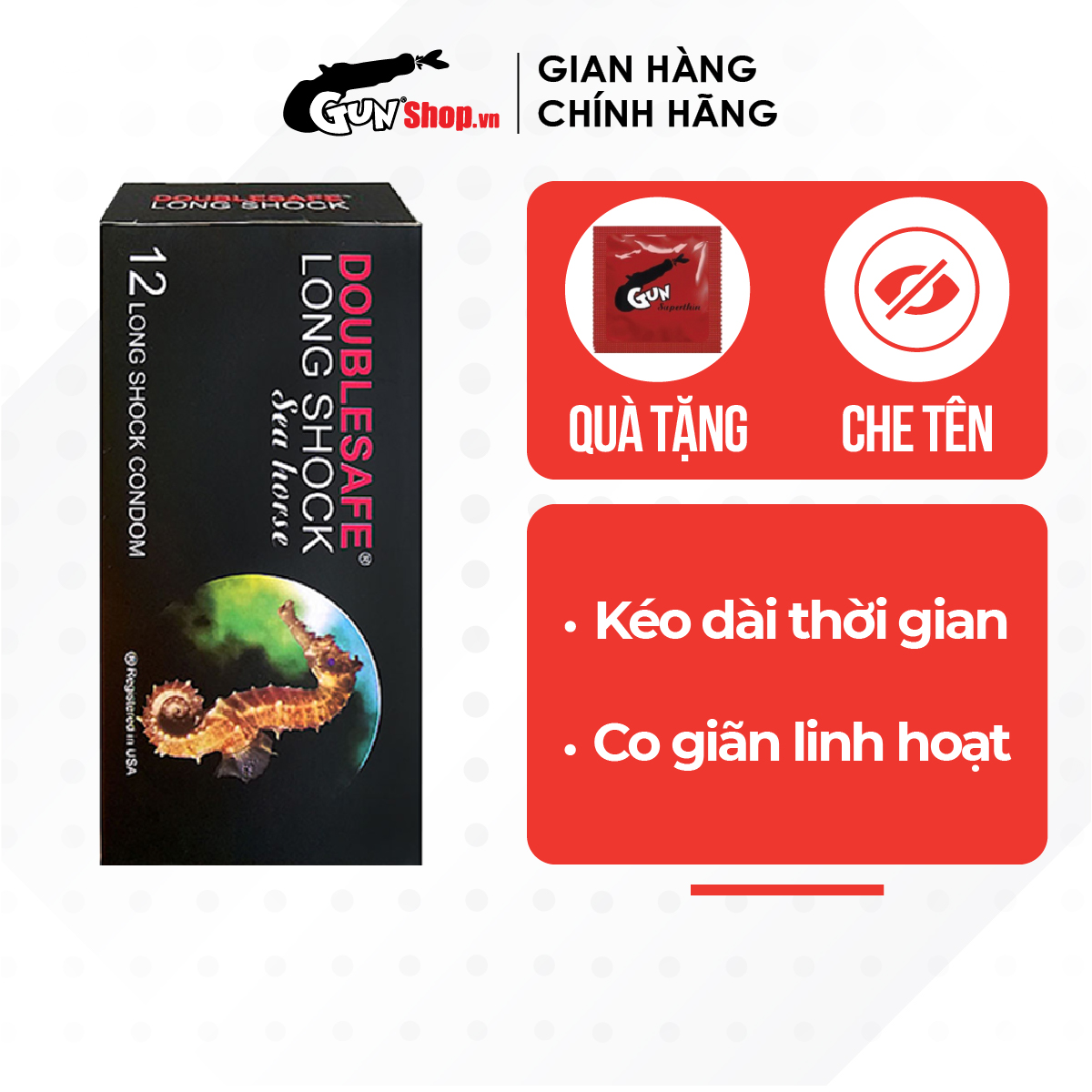 Bao cao su Cá Ngựa kéo dài thời gian - Hộp 12 cái | GUNSHOP VIỆT NAM