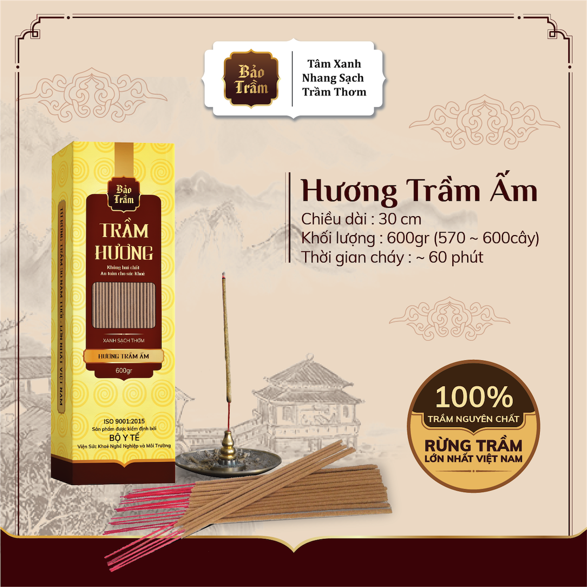 Nhang trầm hương cao cấp bảo trầm 30/40cm