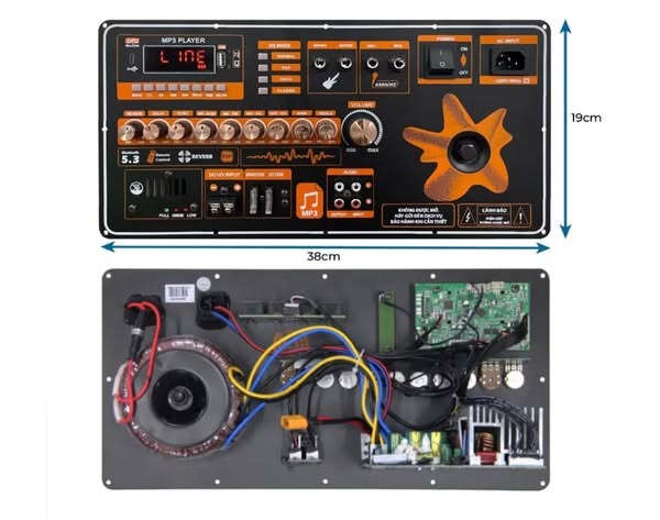 Bo Mạch Loa Kéo Nguồn Xuyến đánh 2 Bass 40, 5 Tấc đơn Mạnh Mẽ có Echo Reverb DSP21X, kích thước 19 *
