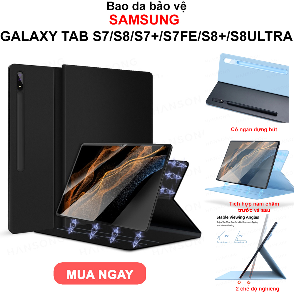 Bao da có ngăn đựng bút bút samsung galaxy tab s7/s8/s7+/s8+/s7fe/s8 ultra