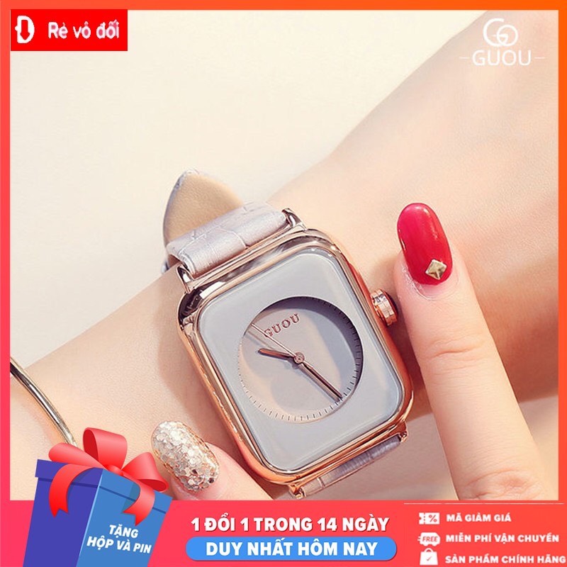 Đồng hồ nữ Guou 8162  Dây da cao cấp, thiết kế trẻ trung, phong cách Hàn Quốc siêu đẹp ,Bảo hành 12 tháng
