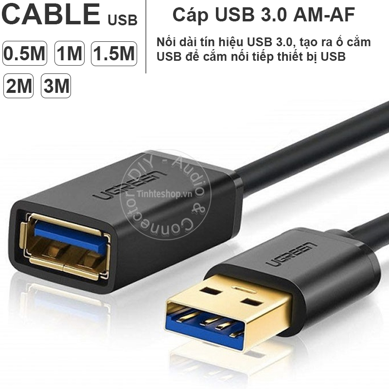 Cáp usb 3.0 am-af ugreen us129 0.5m đến 3m - dây usb nối dài v3.0 5gbps