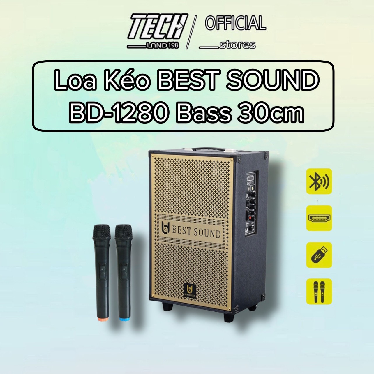 [FREE SHIP TOÀN QUỐC] Loa Kéo Di Động Chính Hãng  Best Sound BD-1280 Bass 30 Cao cấp, Kèm 2 Micro không dây Bảo hành 12 tháng