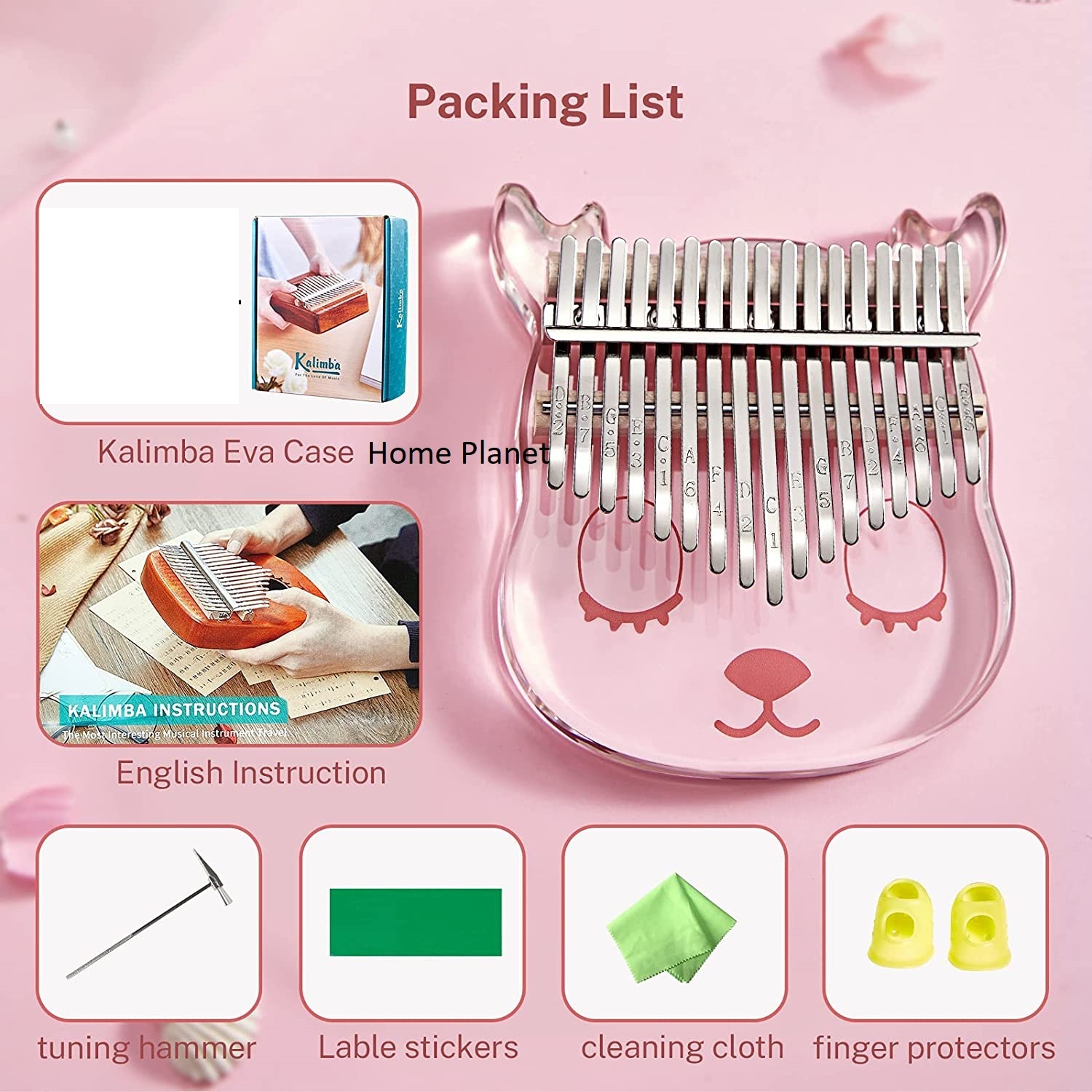 Đàn kalimba trong suốt pha lê loại 17 phím TONIC 95901S âm vang trong trẻo ngân lâu- Hàng chính hãng