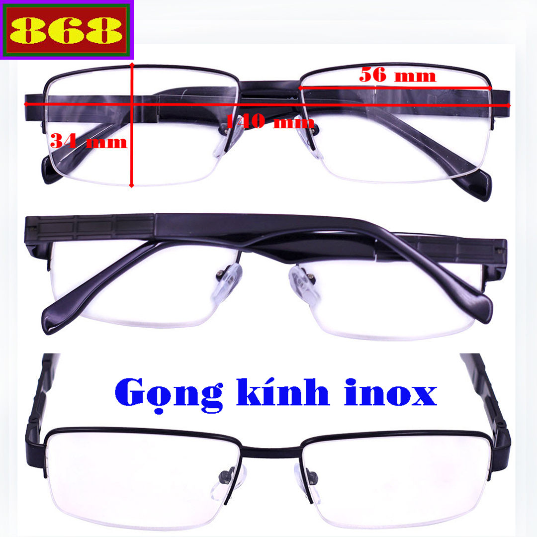 Mắt kính lão thị inox nửa gọng - Kính Tròng Lão - Phù hợp cho nam và nữ - Sản phẩm có nhiều độ cho khách lựa chọn
