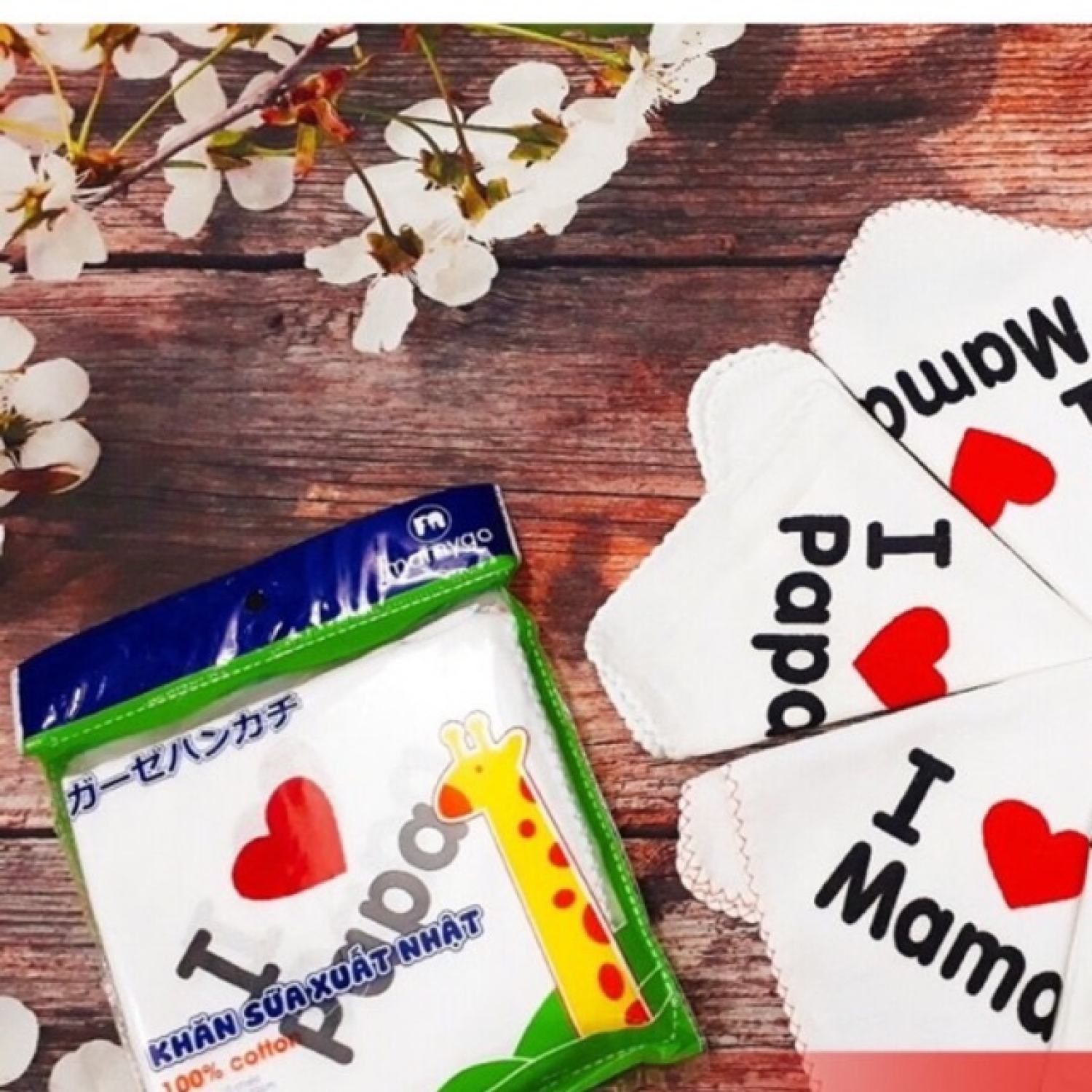 Khăn xô sữa I LOVE PAPA MAMA set 10 cái