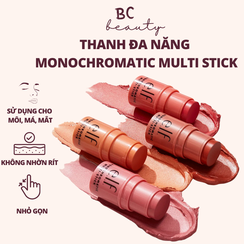 Má hồng kem e.l.f monochromatic multi stick | má hồng, màu mắt, son môi, nhỏ gọn bỏ túi, dạng thỏi đa năng tiện lợi 4g