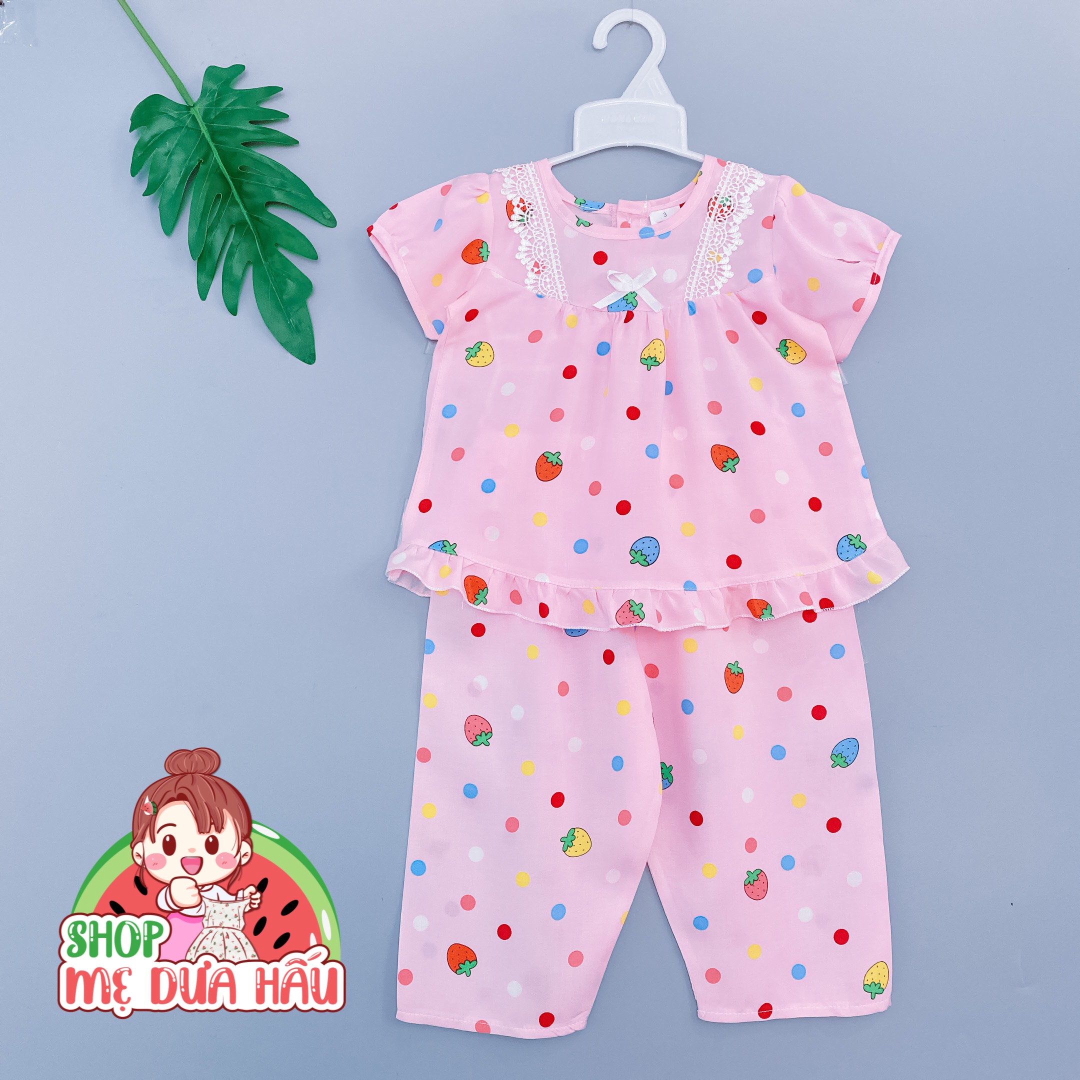 Bộ lanh bé gái, đồ bộ tole bé gái tay ngắn quần dài 8-32kg shop mẹ dưa hấu