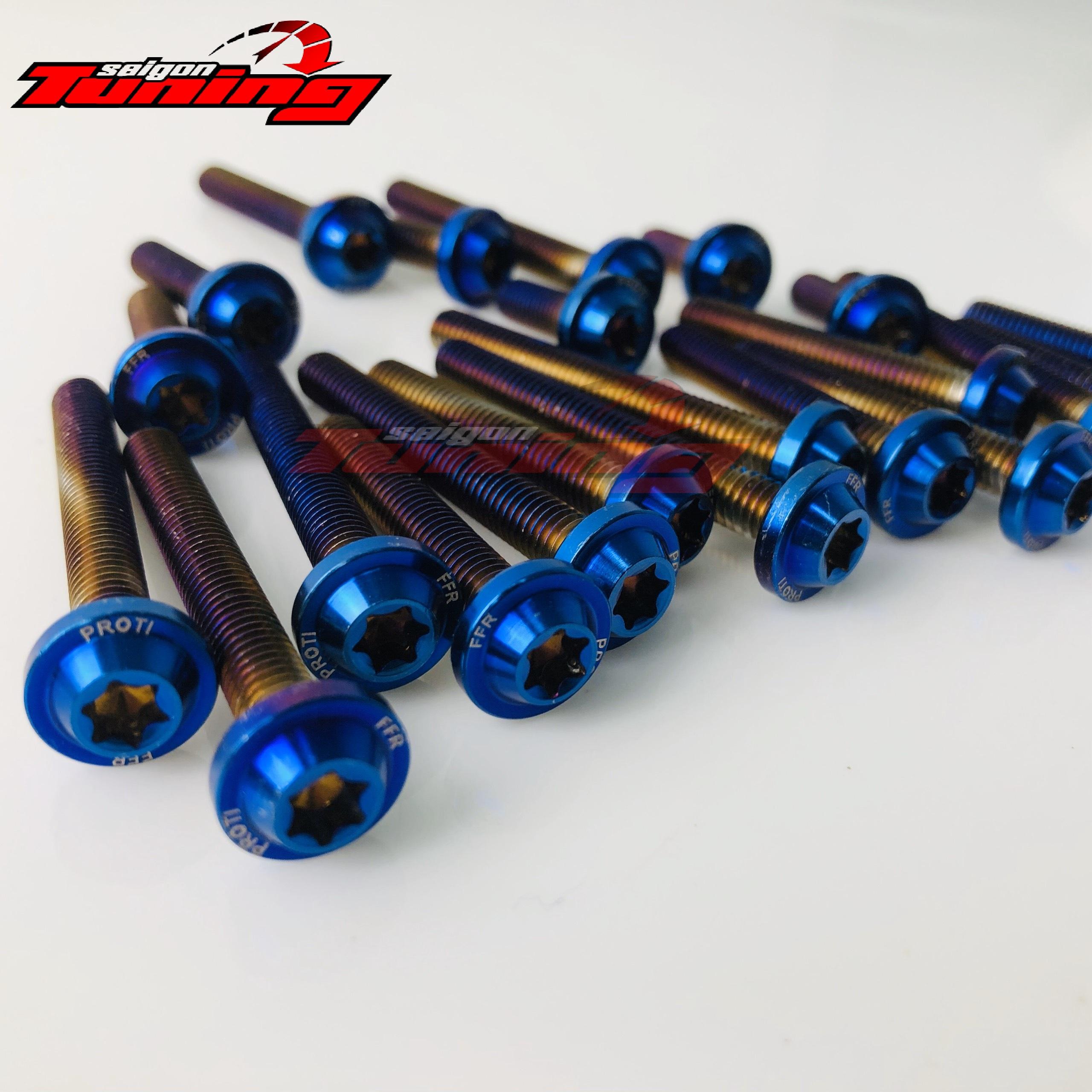 [HCM]Combo ốc Titan Proti_gr5  lốc máy màu xanh dành cho các dòng xe  YAMAHA (Hình thực tế )