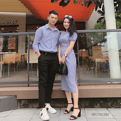 Đầm đôi sọc xanh xinh xắn