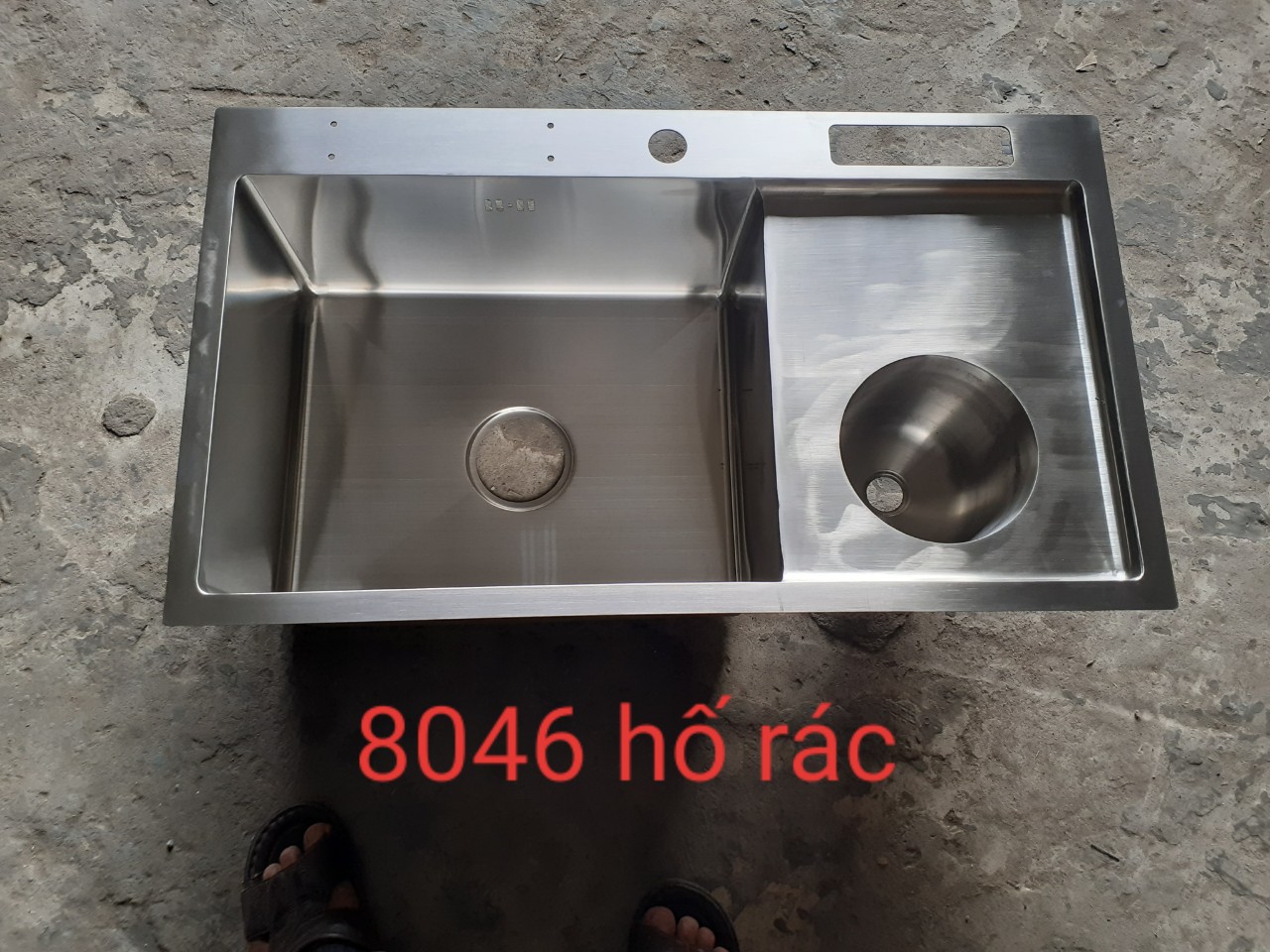 Chậu rửa chén 1 hộc cài dao hố rác inox 304 - chậu đúc