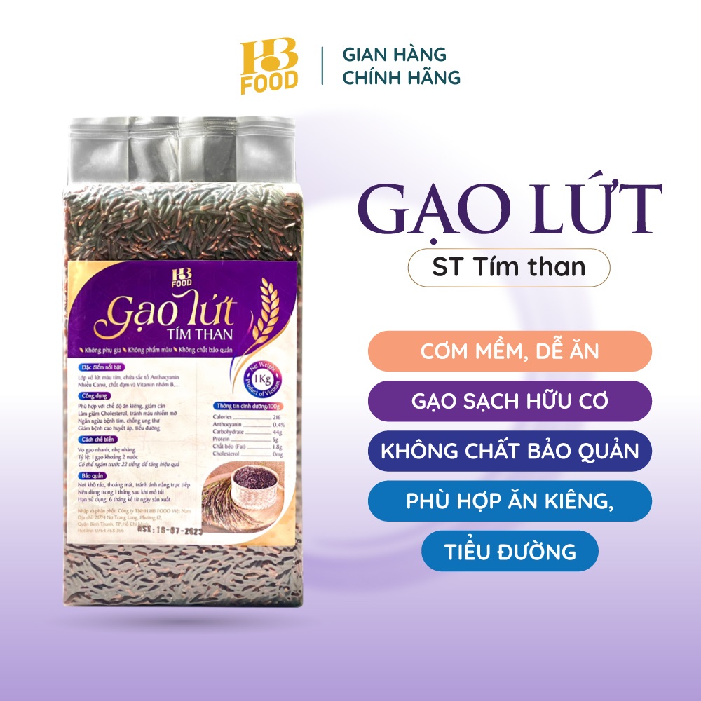 Gạo lứt tím than sóc trăng eatclean hbfood - 1kg