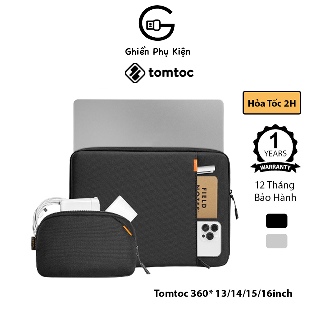 Túi chống sốc tomtoc a13 360 protective kèm túi phụ kiện dành cho macbook m1/m2 13/14/15/16inch