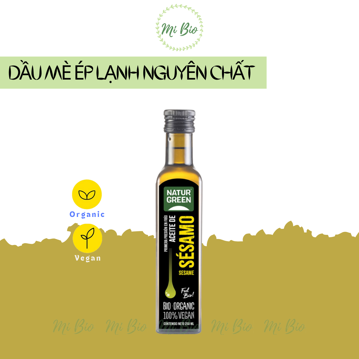 Dầu mè thực vật hữu cơ nguyên chất ép lạnh 250ml - NaturGreen