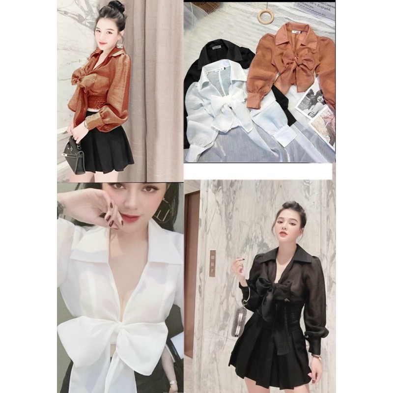 Sét áo nơ + váy xếp ly #bigsize 60kg đến 90kg
