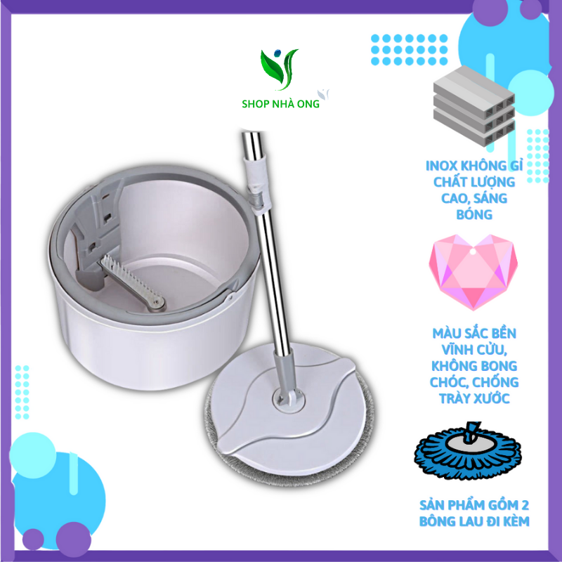 Cây lau nhà thong minh mop tách nước bẩn - bộ cây lau nhà 360 độ tự vắt