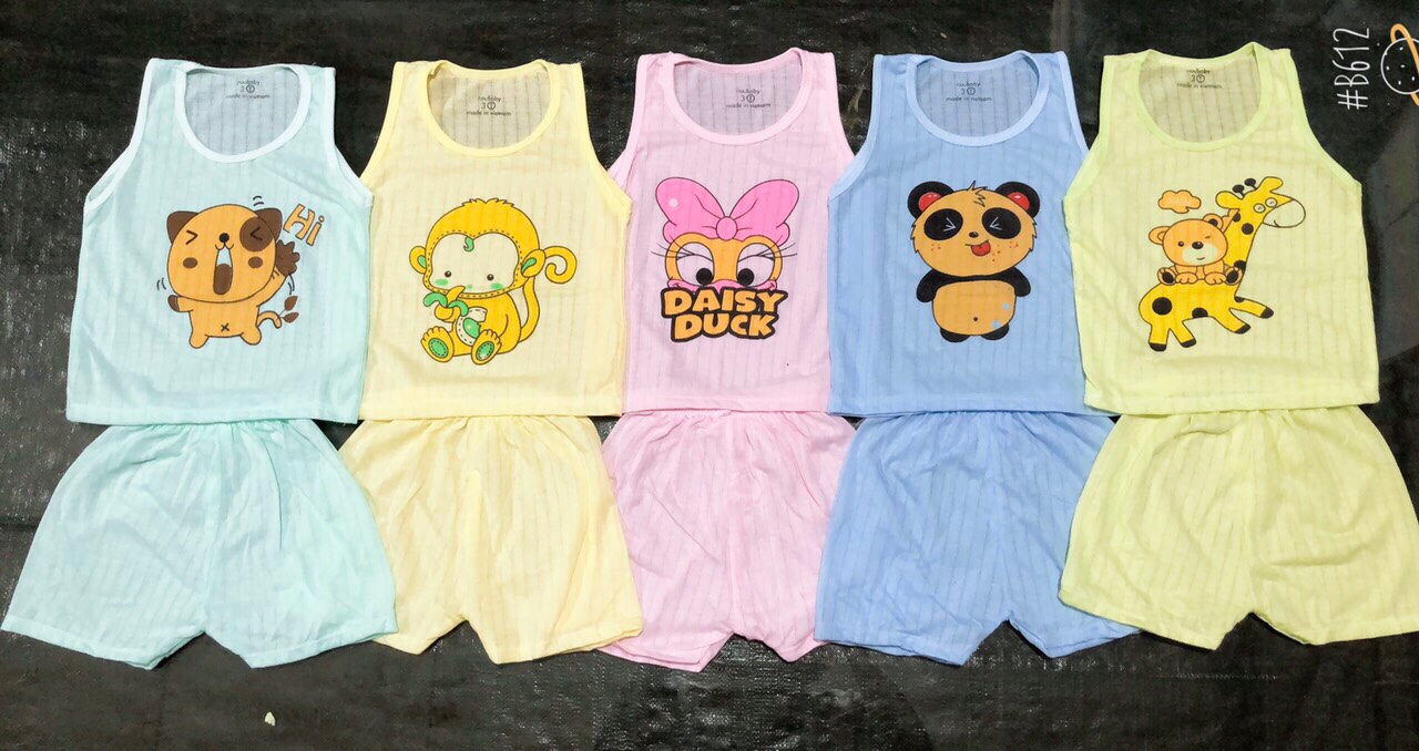 [Hàng đầu mùa siêu xinh] Bộ quần áo cotton giấy màu sát nách mùa hè cho bé 3-15kg