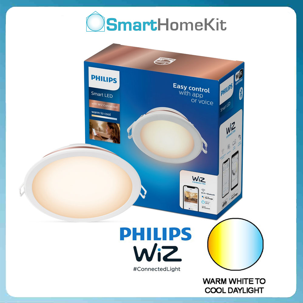 Đèn LED âm trần thông minh Philips WiZ Tunable White Downlight 4/5/6 Wifi & Matter - Chuyển màu Trắng - Vàng - Điều khiển bằng ứng dụng - Hàng Chính Hãng