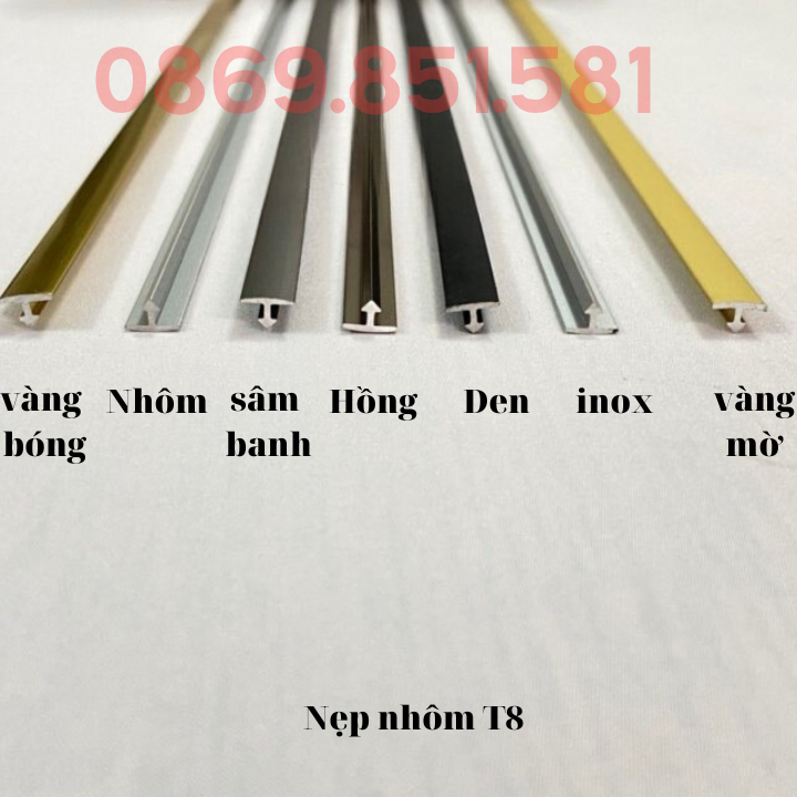 Nẹp nhôm T8 ,nẹp sàn gỗ, nẹp PVC, nẹp chữ T nhôm trang Trí,thanh dài 2m7, dễ thi công hàng dày 1li