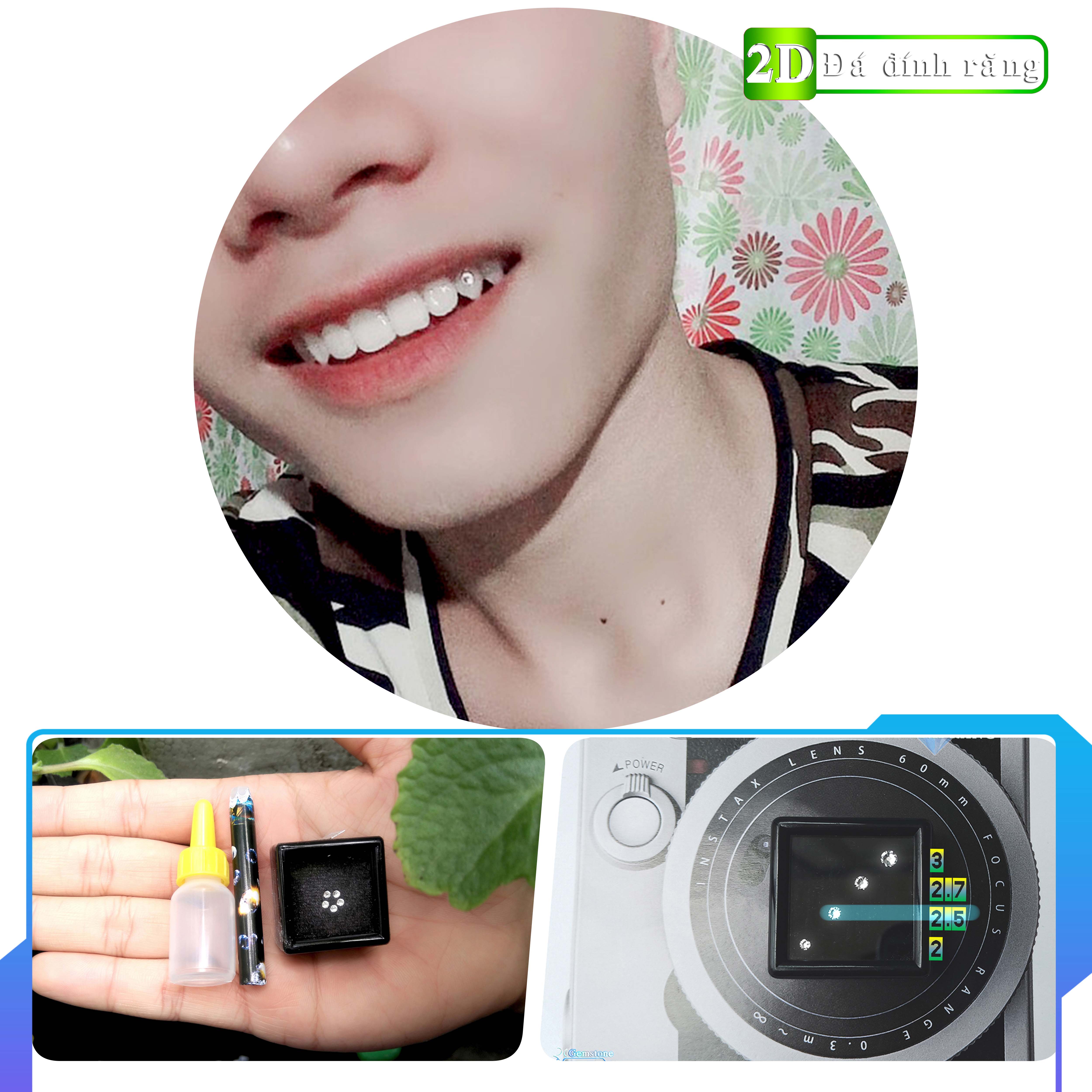 [HCM] Đá dán răng loại vừa (5 viên 2.5LY + keo dán + bút gắn)