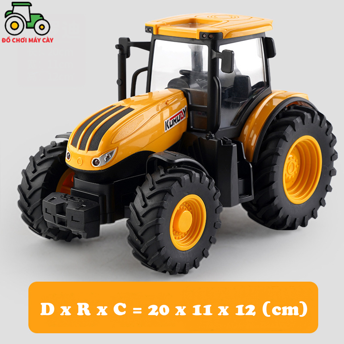 Máy kéo 210 hp_bánh nhỏ – chạy trớn, có đèn pha, nổ máy; xe máy cày đồ chơi; xe nông trại; mk15bn
