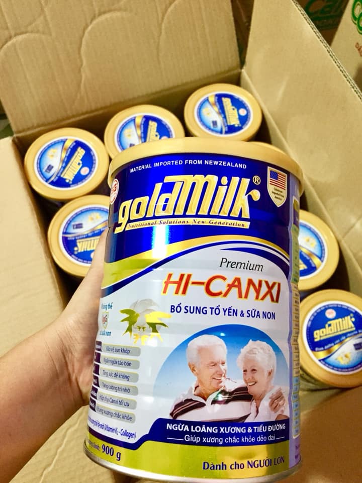 (Mẫu mới) SỮA CHO NGƯỜI GIÀ NGĂN NGỪA LOÃNG XƯƠNG và TIỂU ĐƯỜNG - Sữa bột Goldmilk Hi-Canxi 900g - SỮA DÀNH CHO NGƯỜI GIÀ