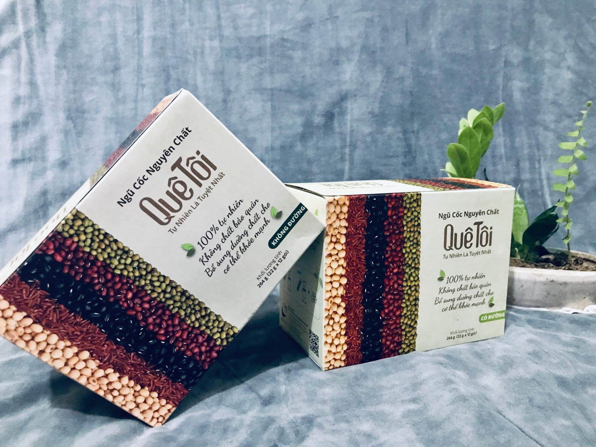 Hộp 12 gói Bột ngũ cốc nguyên chất Quê tôi 12x22gr