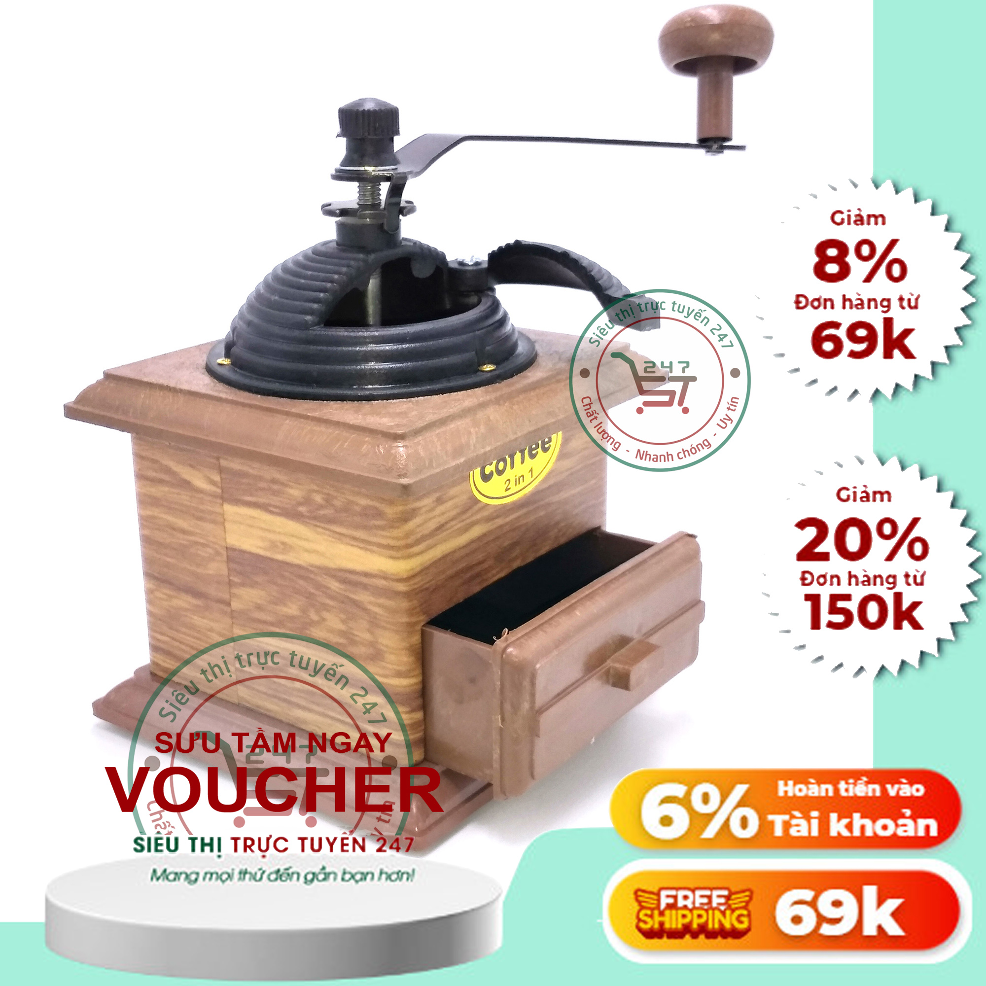 Cối xay tiêu bằng tay lọ xay tiêu nhuyễn tiện dụng Huỳnh Anh