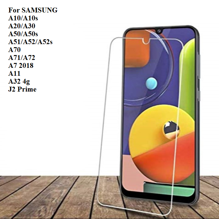 Kính cường lực samsung a10/a20/a30/a50/a51/a52/a71/a72/a750/j4plus/j6plus/j2prime trong suốt không full glass 9h