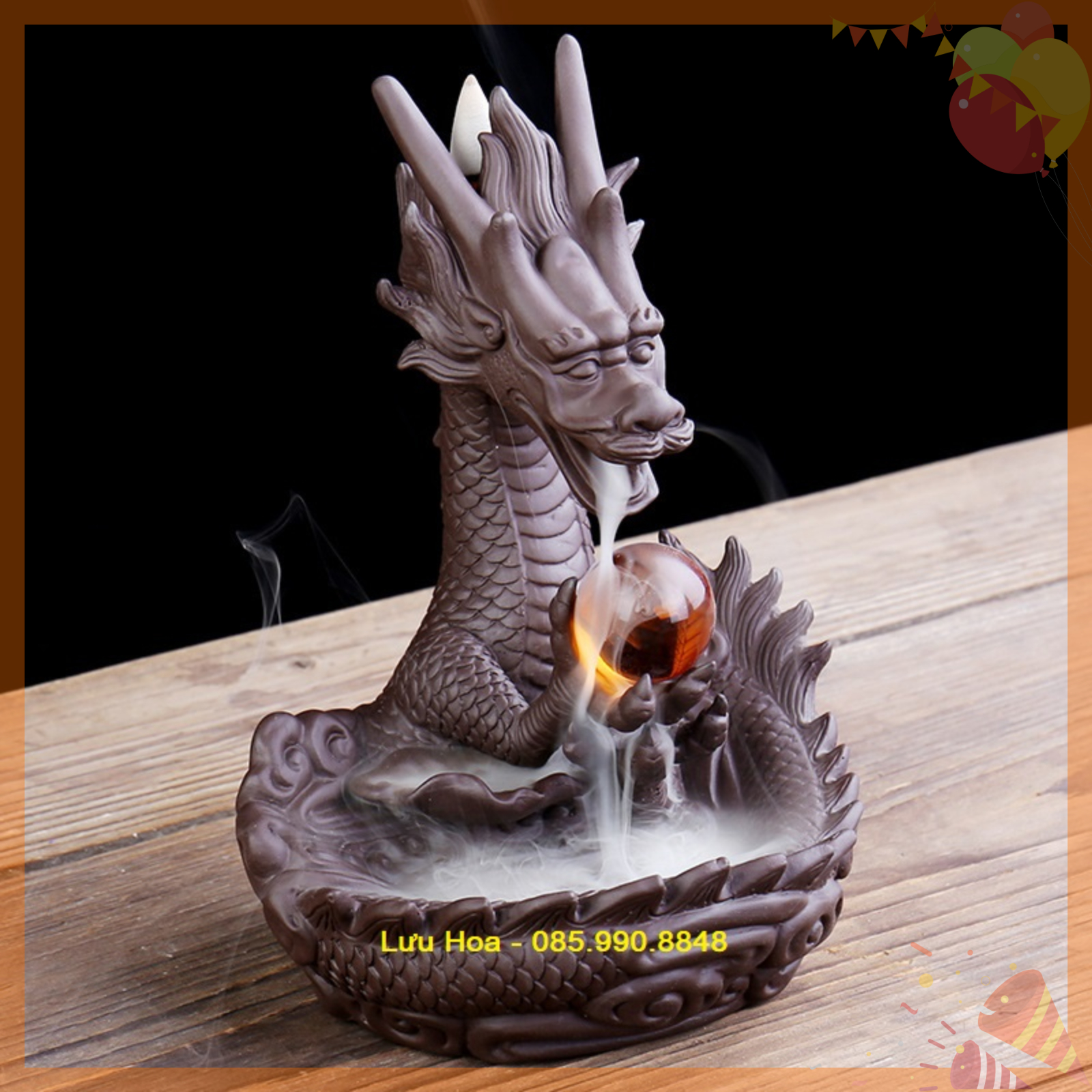 {TẶNG NGỌC} Thác Khói Trầm Hương PHI LONG PHUN CHÂU - Dùng tĩnh tâm, thiền định, cầu bình an, may mắn, tài lộc