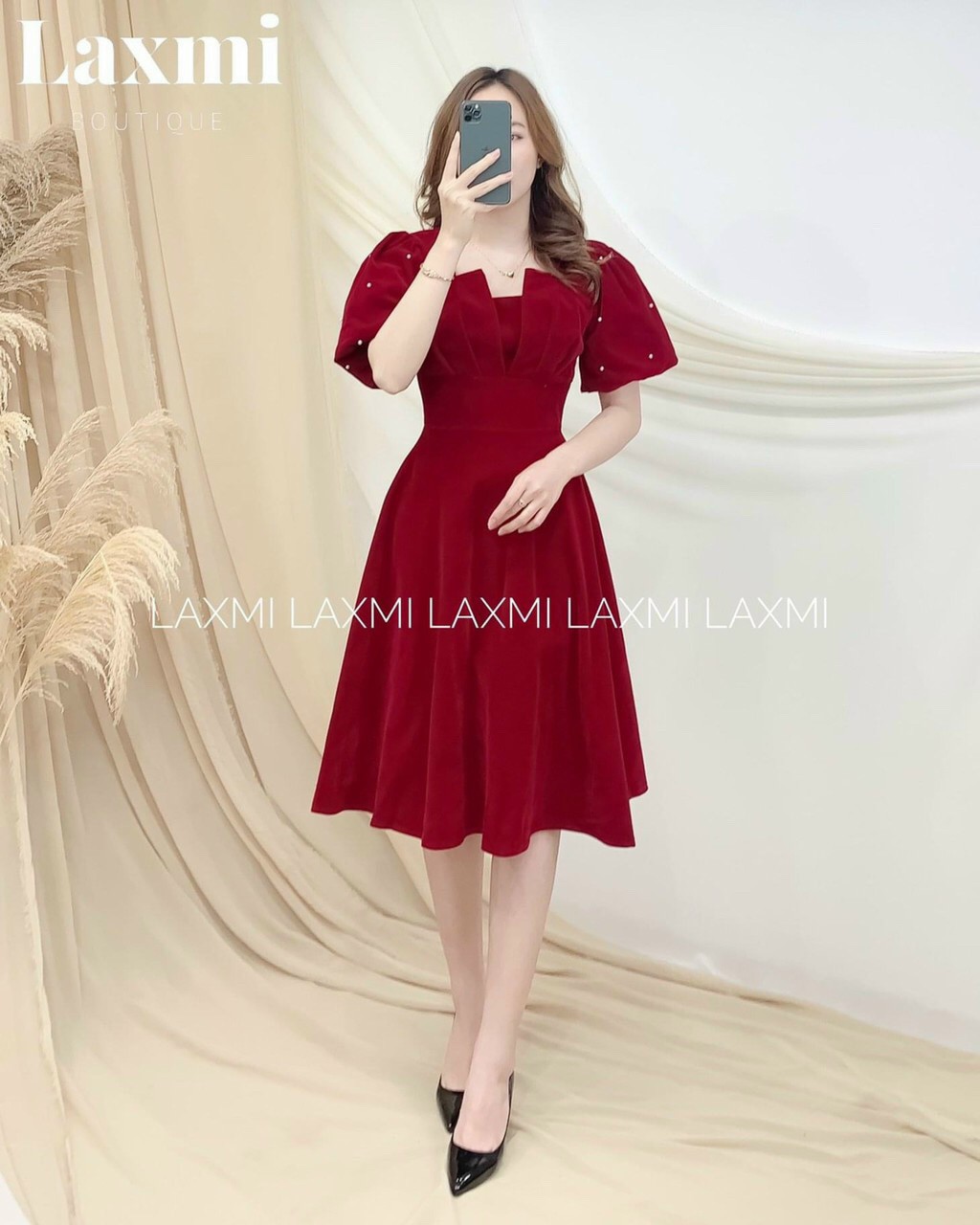 Đầm dự tiệc tay phồng kết ngọc đủ size