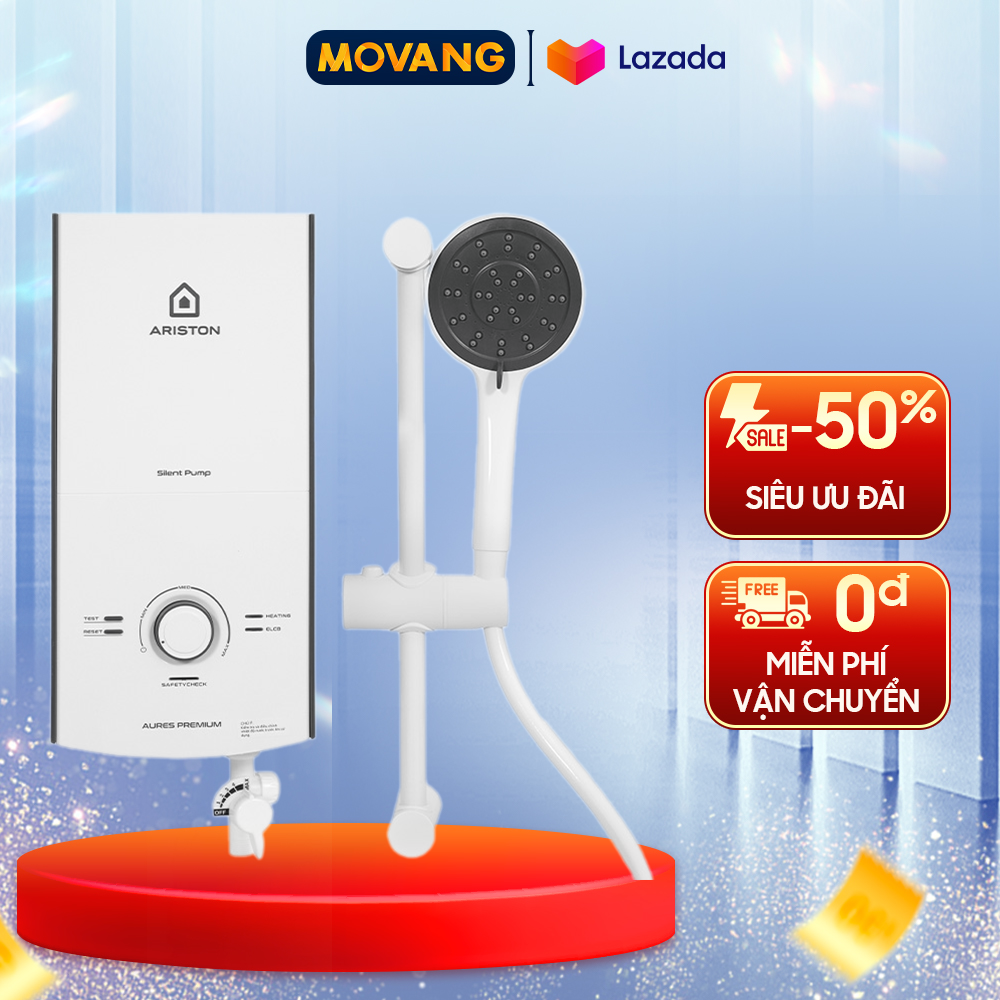 [GIAO TẠI HCM] - Máy nước nóng trực tiếp Ariston 4500W AURES PREMIUM 4.5P IVORY - Giao hàng toàn quố