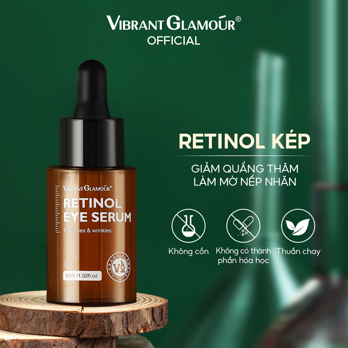  VIBRANT GLAMOUR Retinol serum thâm quầng mắt Chống lão hóa Nếp nhăn Quầng thâm Túi mắt Nâng cơ Dưỡng ẩm Chăm sóc vùng mắt serum trị quầng thâm mắt dưỡng mắt chống lão hóa chống thâm mắt nhăn mắt serum trị thâm mắt kem trị 30ml 