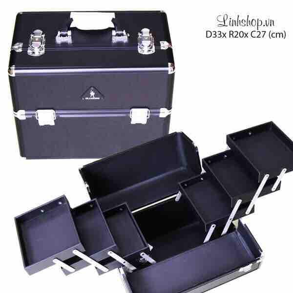 Cốp trang điểm Gladking 6 mâm lớn màu đen sang trọng