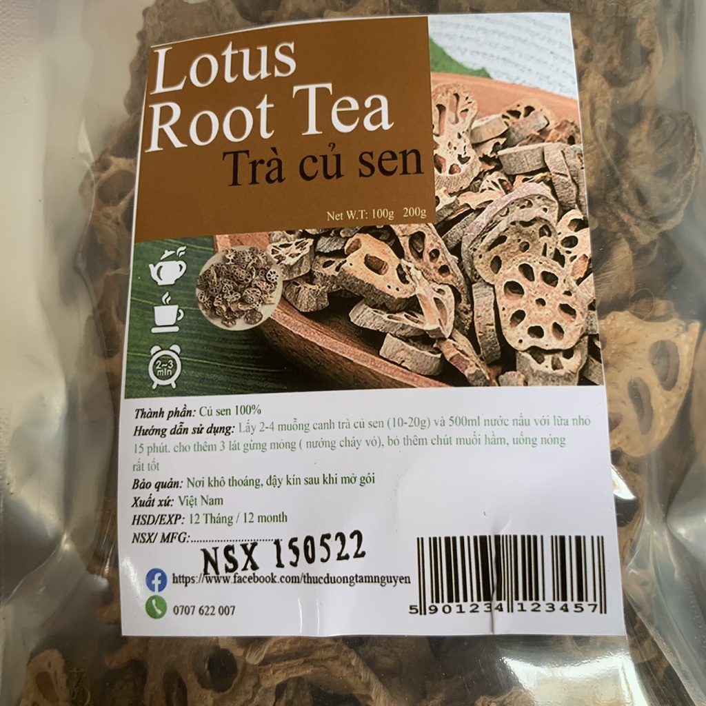 Trà củ sen lotus root tea gói 100g