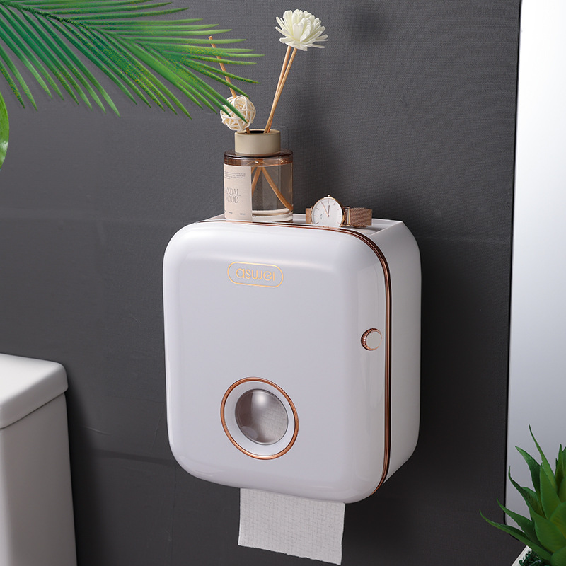 Hộp đựng giấy vệ sinh đa năng - Hộp giấy cuộn kèm ngăn kéo - Hộp đựng giấy gắn tường đa năng cao cấp 2 tầng - Khay gắn tường đa năng có khe điện thoại - Đồ dùng nhà vệ sinh