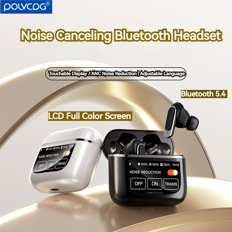 Polvcdg-A9 Pro Full-Color Touch Screen Bluetooth Headset Multi-Kinetic Lcd Screen ABC/ENC Dual Noise Reduction In-Ear Headset