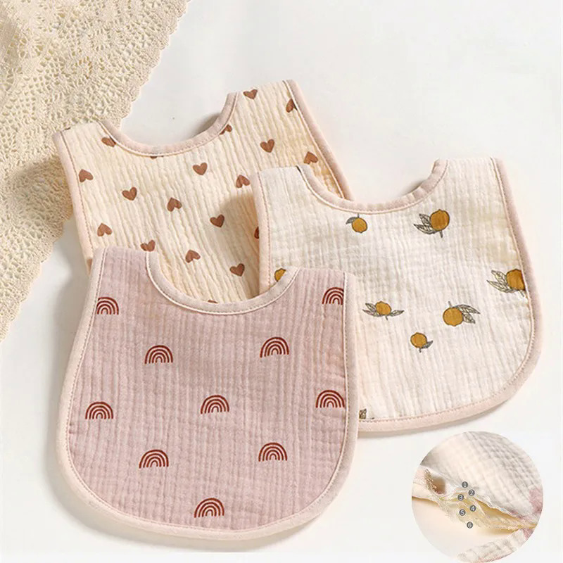 Bé ợ vải dễ thương hoa in yếm trẻ sơ sinh công cụ phụ kiện unisex trẻ em ăn uống nước bọt khăn cô gái bé trai 0-3y
