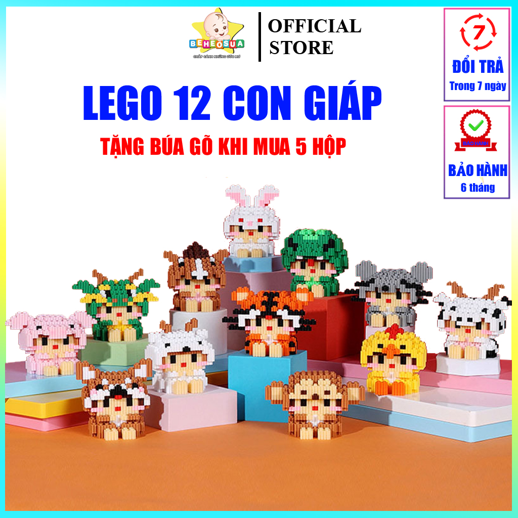 Ghép hình 12 con giáp Đồ chơi lắp ghép Bộ lắp ráp 12 con giáp cho bé bộ lắp ghép 12 con giáp mini
