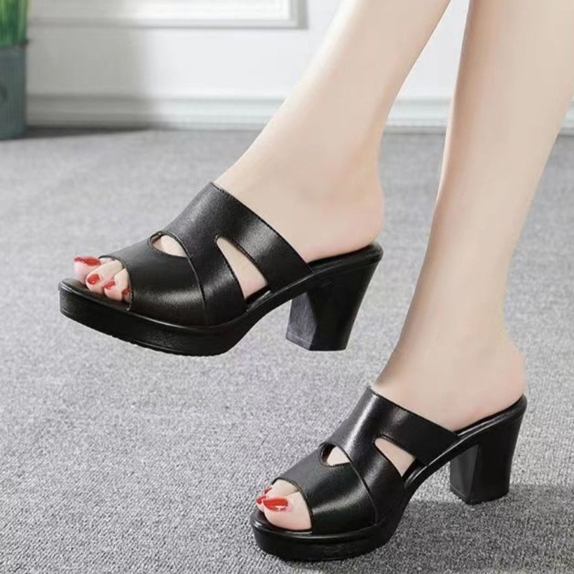 Dép cao gót nữ 3 phân, 5 phân, 7 phân, 8 phân mẫu khoét eo thời trang thoáng chân KH-11