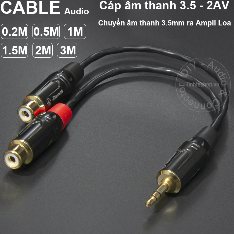 Cáp 3.5 ra 2 đầu bông sen - Dây 3.5mm ra 2 RCA lõi đồng tinh khiết Nhật Bản Canare L-2B2AT 0.15 đến 1 mét