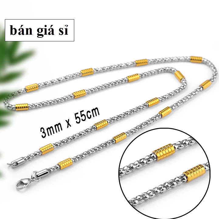 [HCM]Dây Chuyền Nam Titan Thời Trang Hàn Quốc Đảm Bảo Không Đen Không Rỉ Sét Giá Hủy Diệt - 3mm - MS173