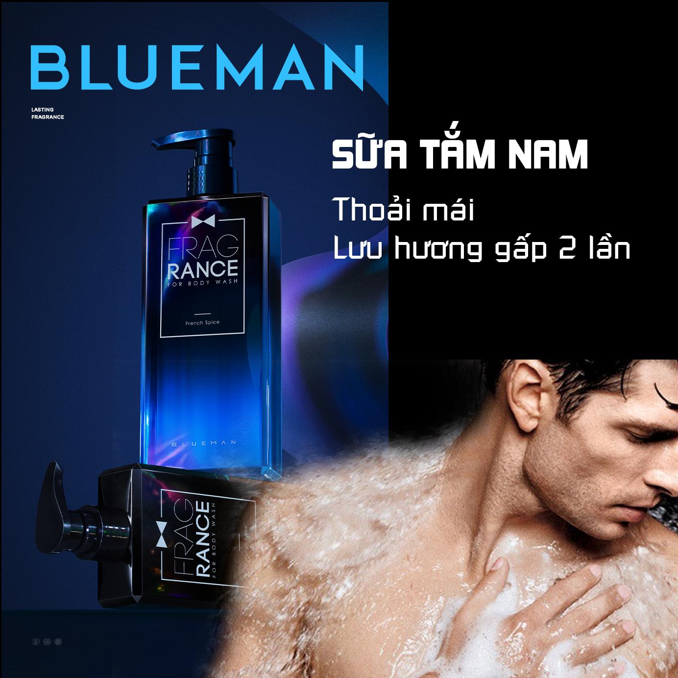 Sữa Tắm Nước Hoa Pháp 4 Mùi Hương Đặc Trưng Dưỡng Ẩm, Hương Thơm Bền Lâu BlueMan Fragrance Cho Nam Giới (500ml)