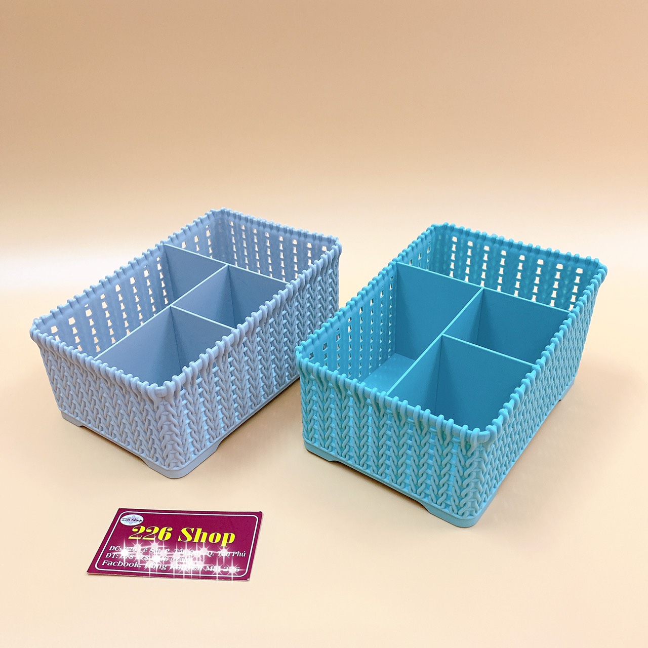 [HCM]Khay nhựa nhiều ngăn để bàn dáng chữ nhật Hồ Long [được chọn màu] .Kích thước 19x13x10