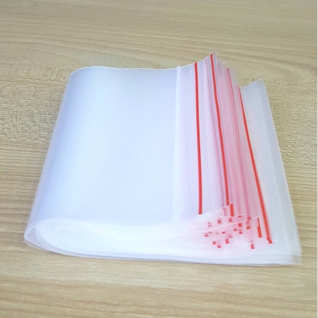 1kg túi zip, túi zipper chỉ đỏ loại tốt đủ size, túi miết miệng, bóp miệng, miết mép, bịch zip viền đỏ