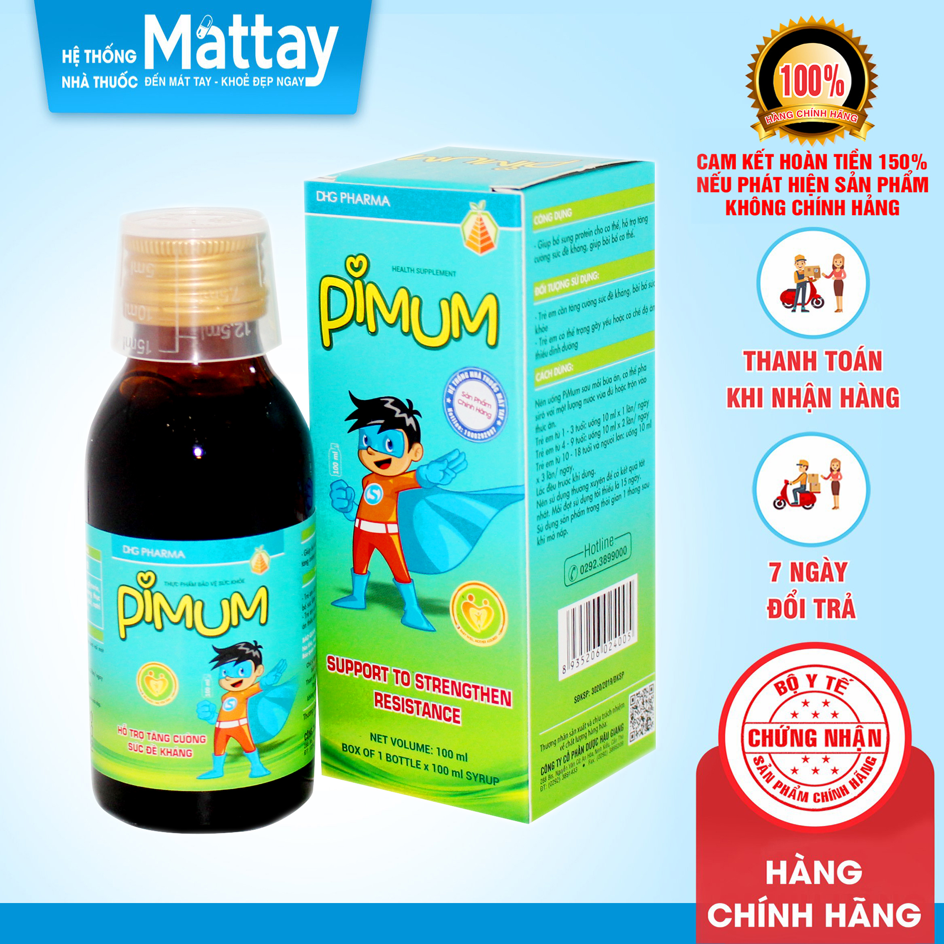 Pimum - dhg pharma - chai 100ml - hỗ trợ tăng cường sức đề kháng