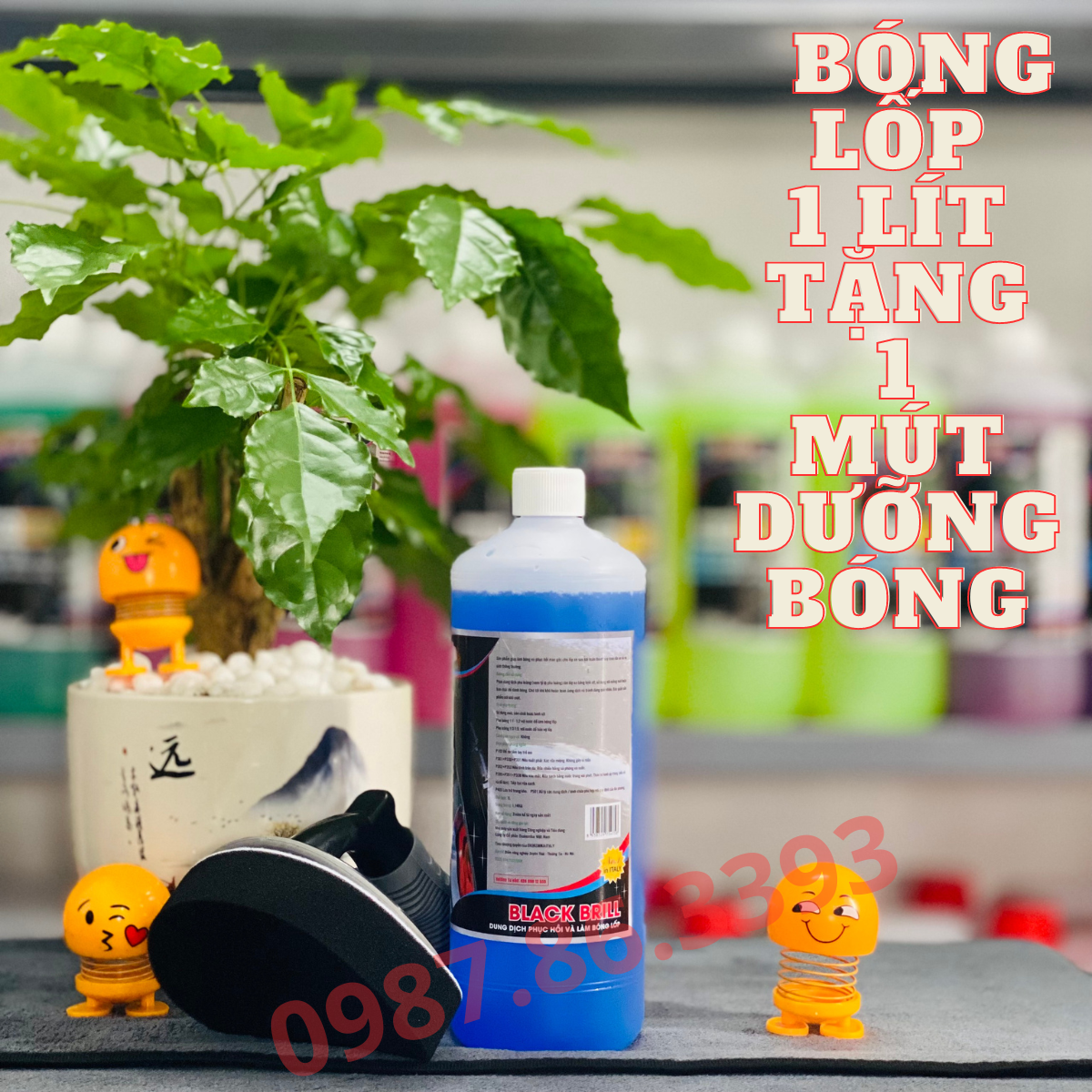 Combo nước dưỡng đen bóng lốp xe + chổi quét bóng lốp . bảo vệ lốp ô tô chống lão hoá sớm lốp ô tô xe máy