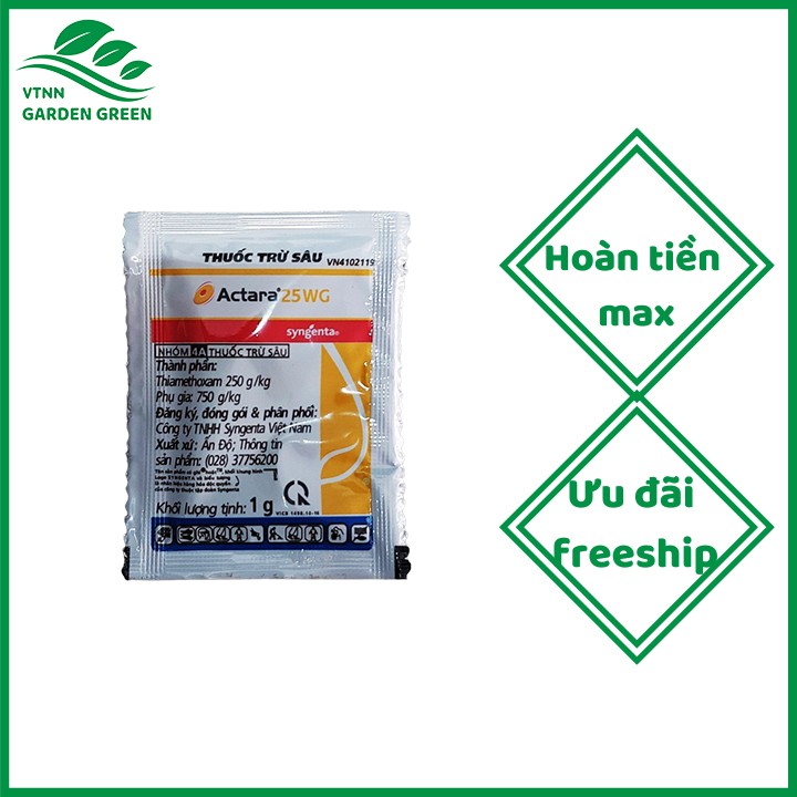 Thuốc trừ sâu Actara 25WG tiêu diệt rất hiệu quả các loại côn trùng chích hút như rầy nâu, bọ trĩ, rầy xanh, rầy mềm, đuông dừa - gói 1g