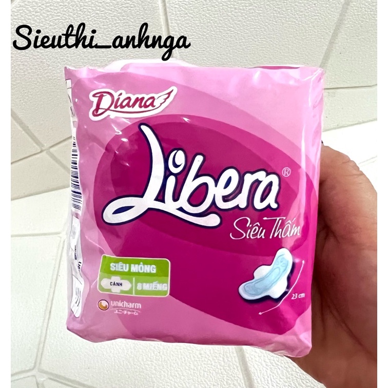 Băng vệ sinh libera siêu thấm siêu mỏng có cánh gói 8 miếng